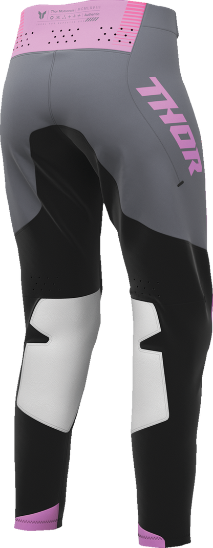 THOR Women's Sportmode Velocity Pants in black and orchid, US 7/8, with sleek athletic design and breathable fabric.