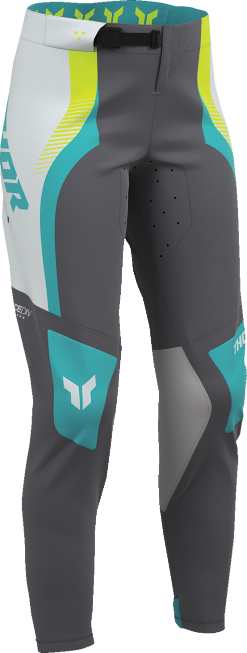 THOR Women's Sportmode Velocity Pants in gray and aqua, featuring a sleek athletic design and comfortable fit.