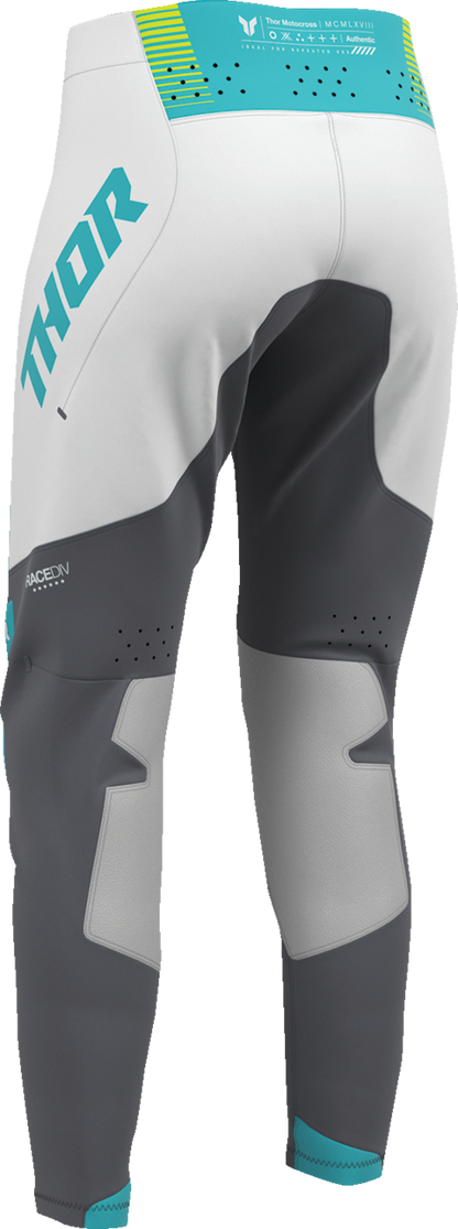 THOR Women's Sportmode Velocity Pants in gray and aqua, featuring a fitted athletic design with breathable fabric.