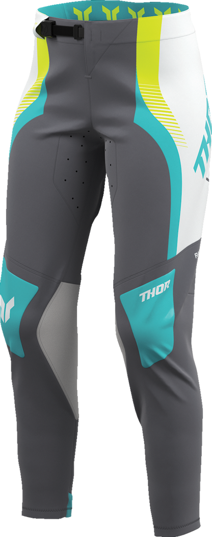 THOR Women's Sportmode Velocity Pants in gray and aqua, featuring a sleek athletic design and comfortable fit.