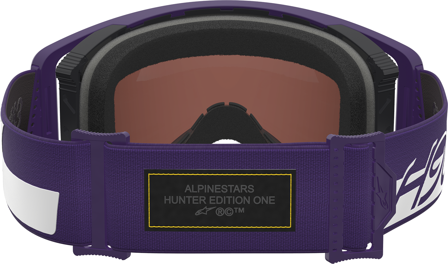 Alpinestars Supertech Goggle Hunta 96 XXV with purple and white frame and silver mirror lens for motocross riding.