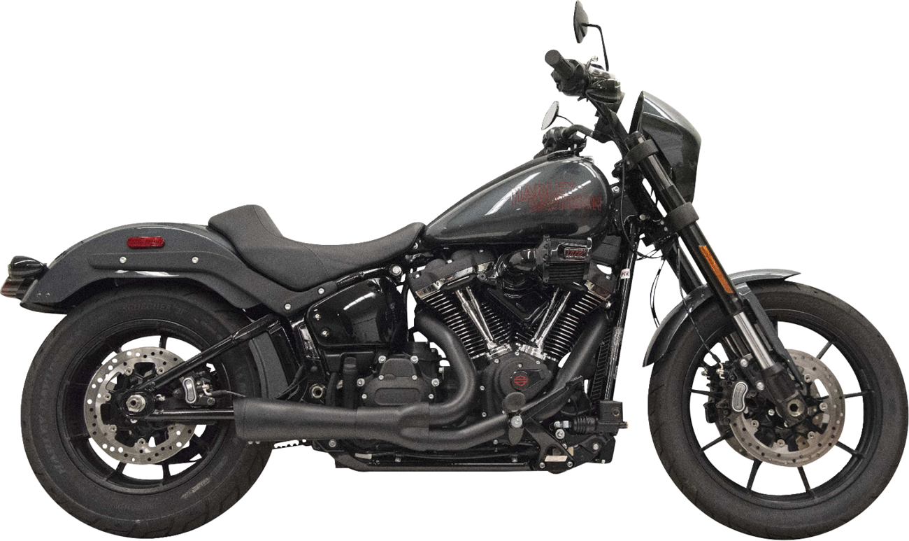 BASSANI XHAUST 2-into-1 Ripper exhaust system with chrome megaphone muffler for Harley M8 Softail motorcycle.