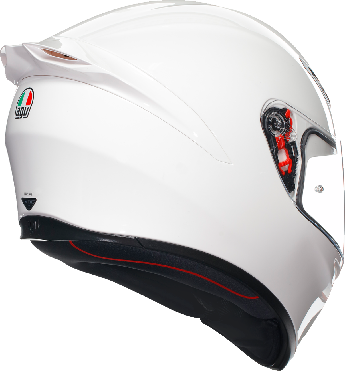 AGV K1 S white helmet with XS size, featuring advanced safety features and a sleek design for motorcycle riding.