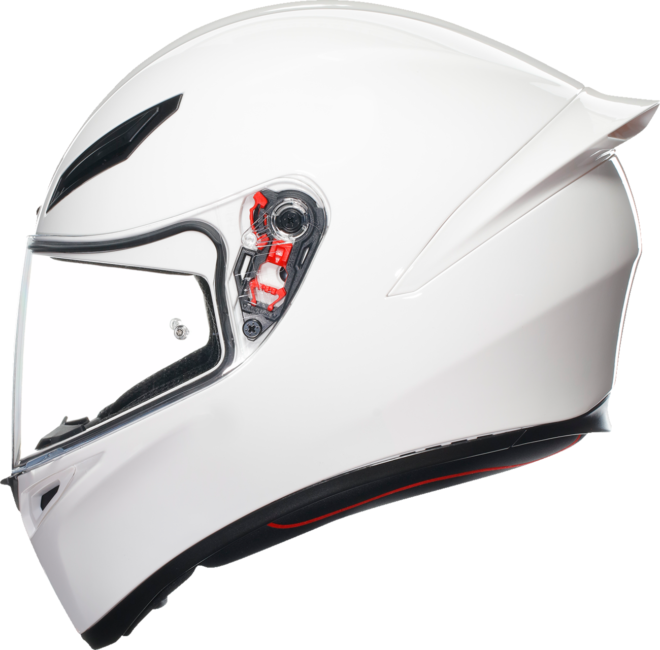 White AGV K1 S helmet with XS size, featuring advanced safety and comfort design for motorcycle riders.