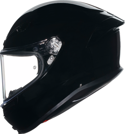 AGV K6 S Helmet in Black – Small, Carbon-Aramid Fiber Shell with Ventilation System