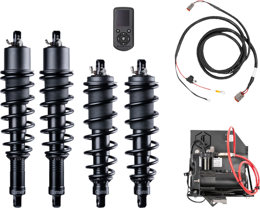 Legend Suspension REVO ATS adjustable air-assisted coil suspension kit for utility UTVs, featuring heavy-duty components.