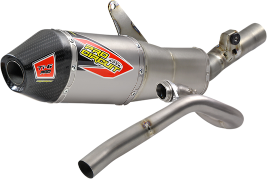 Pro Circuit Ti-6 Pro titanium exhaust system for Honda 450 off-road motorcycle, showing the sleek exhaust pipes and branding.