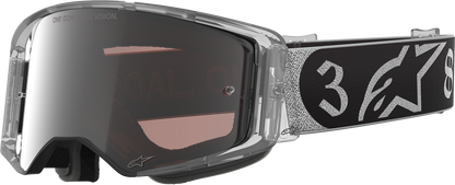 Alpinestars Supertech Goggle Deegan 38 XXV with silver mirror lens and black frame for motocross riding.