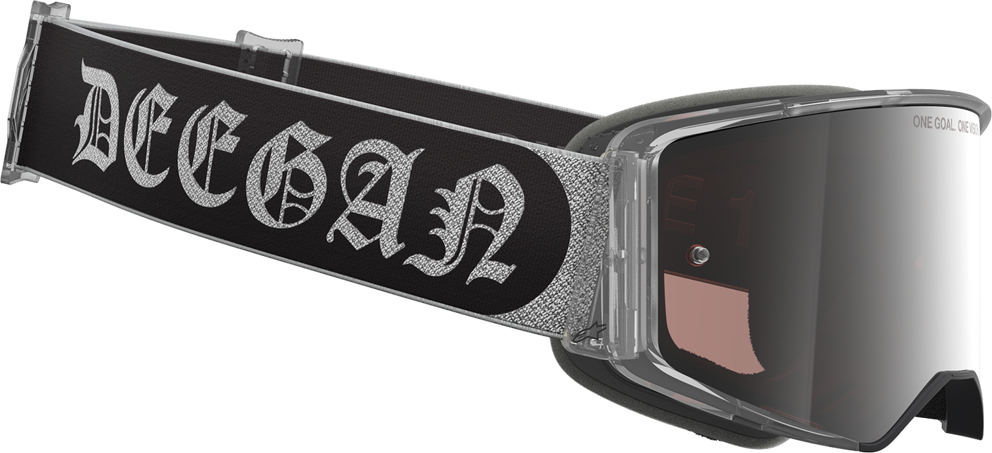 Alpinestars Supertech Goggle Deegan 38 XXV with silver mirror lens, designed for motocross riding and off-road use.