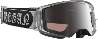 Alpinestars Supertech Goggels Deegan 38 XXV with silver mirror lens, racing goggles with aerodynamic frame and clear adjustable strap.
