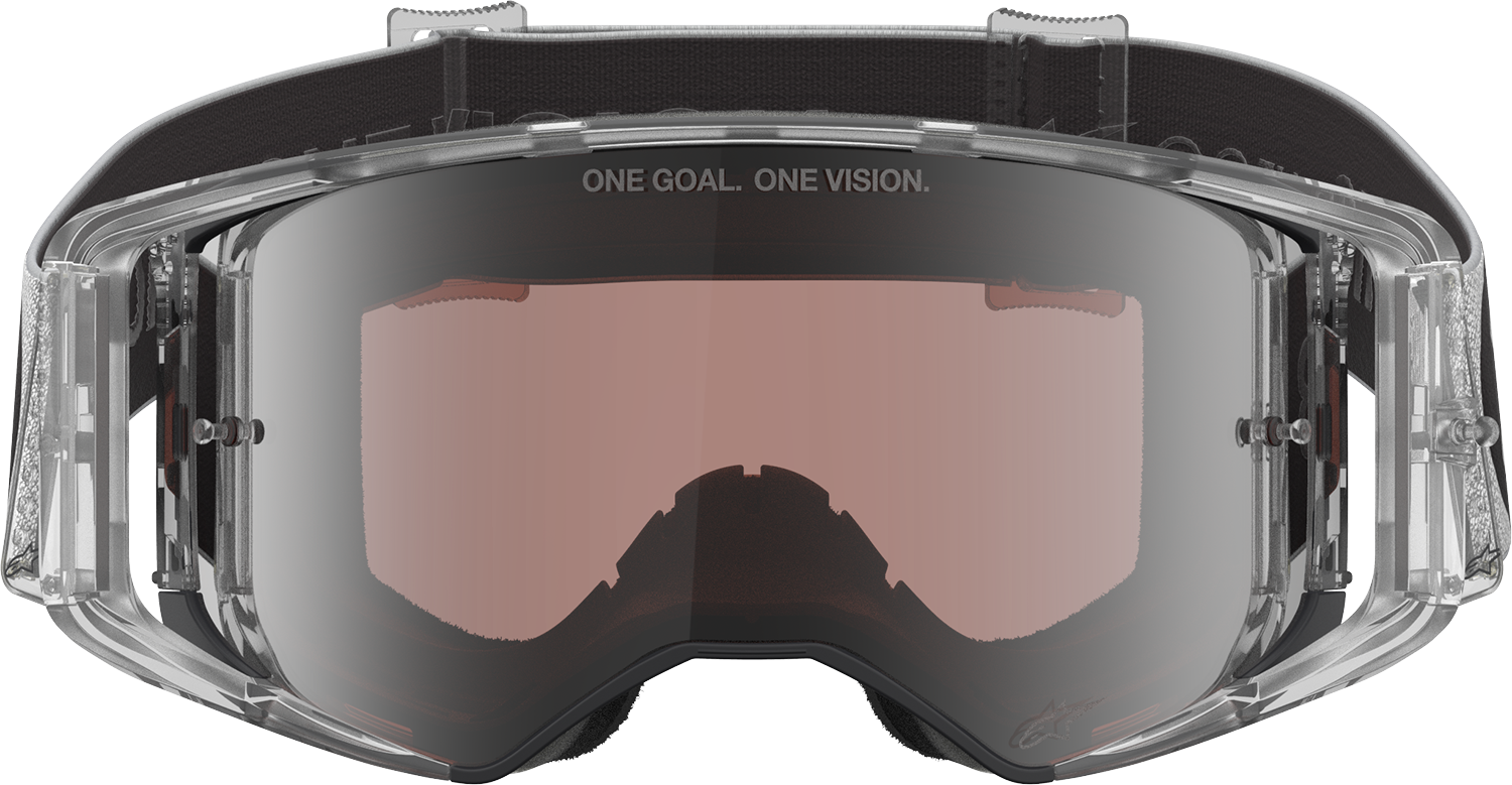 Alpinestars Supertech Goggle Deegan 38 XXV with silver mirror lens for motocross, featuring a sleek design and adjustable strap.