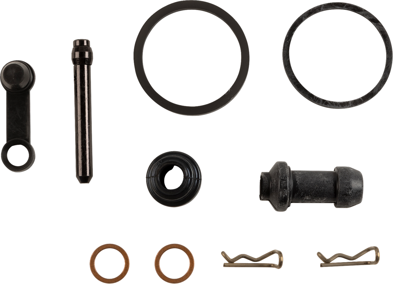 Moose Offroad rear caliper rebuild kit for Husaberg and KTM motorcycles, includes seals and components for brake maintenance.