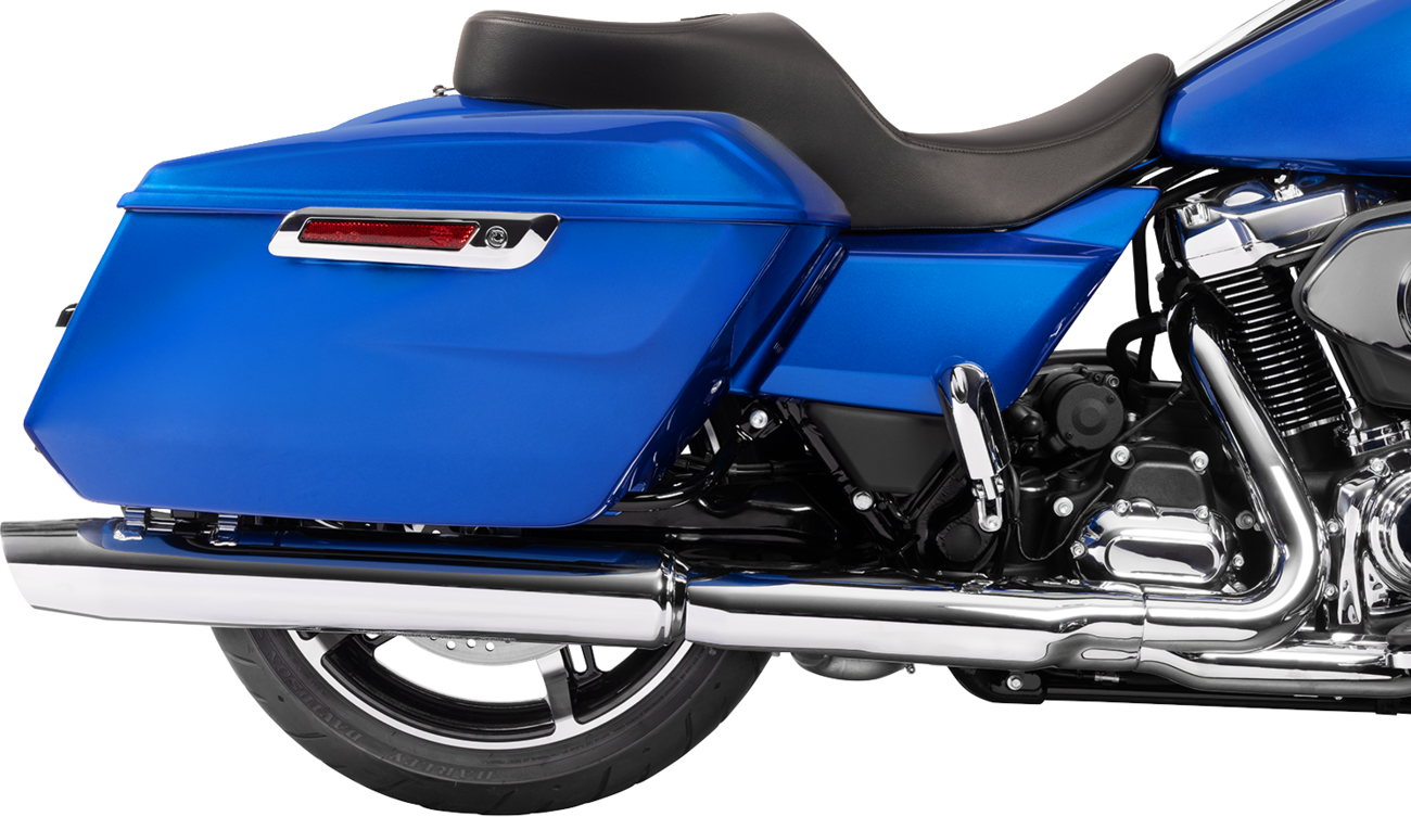Drag Specialties forward position freedom seat for FLH/FLT motorcycles, vinyl and solar leather finish, model 4715E.