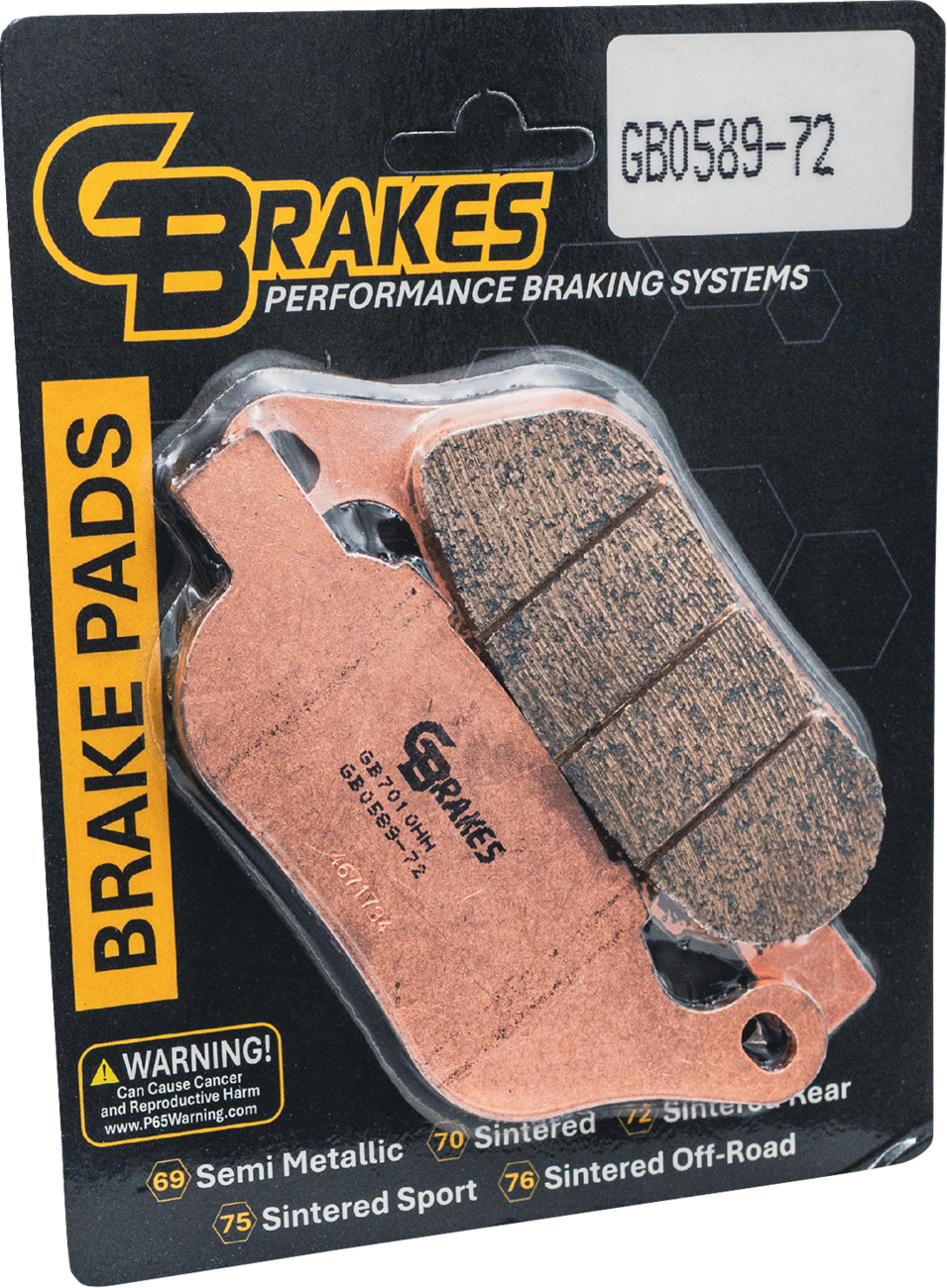 GBRAKES Rear Sintered Brake Pads GB0589-72 for Motorcycles