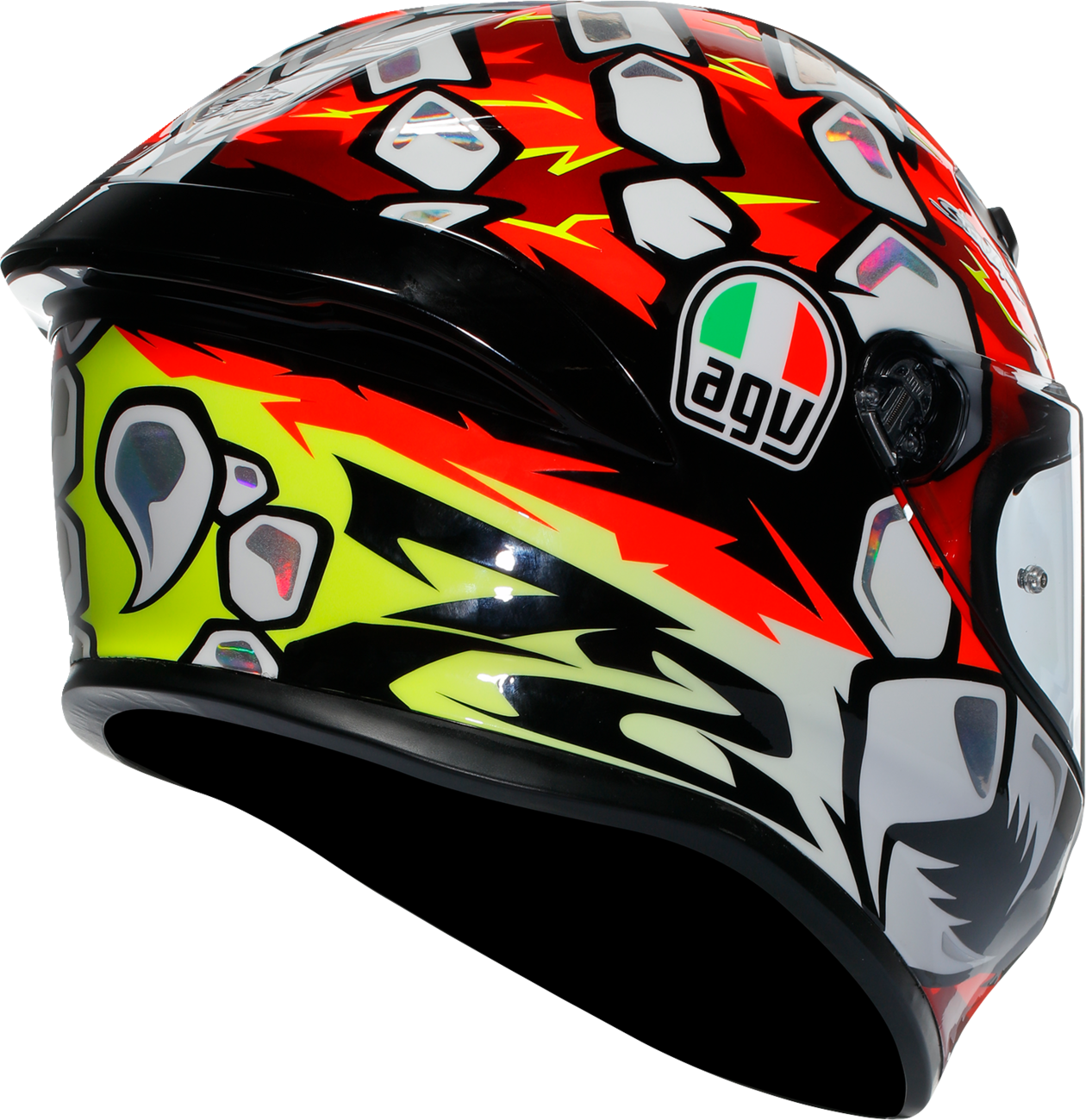 AGV K6 S Bezzecchi 2024 motorcycle helmet, small size, with aerodynamic design and vibrant graphics for rider safety and style.