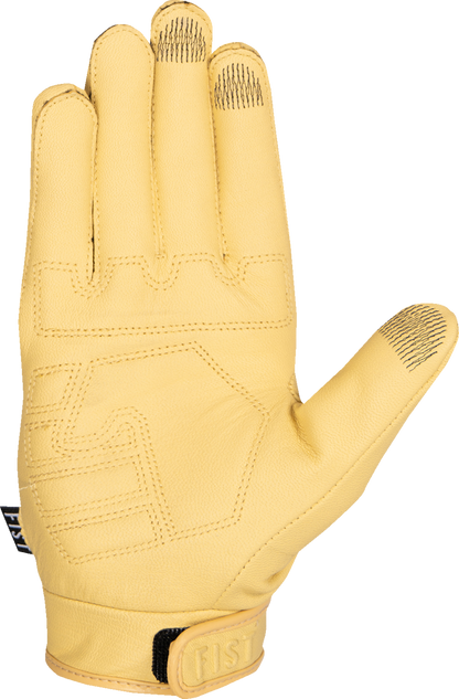 Yellow FIST HANDWEAR Road Warrior leather gloves in size XS, featuring durable construction and detailed stitching.