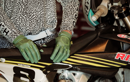 FIST HANDWEAR Strapped Earth Stocker Gloves in olive color, medium size, with adjustable strap and reinforced palm for durability.