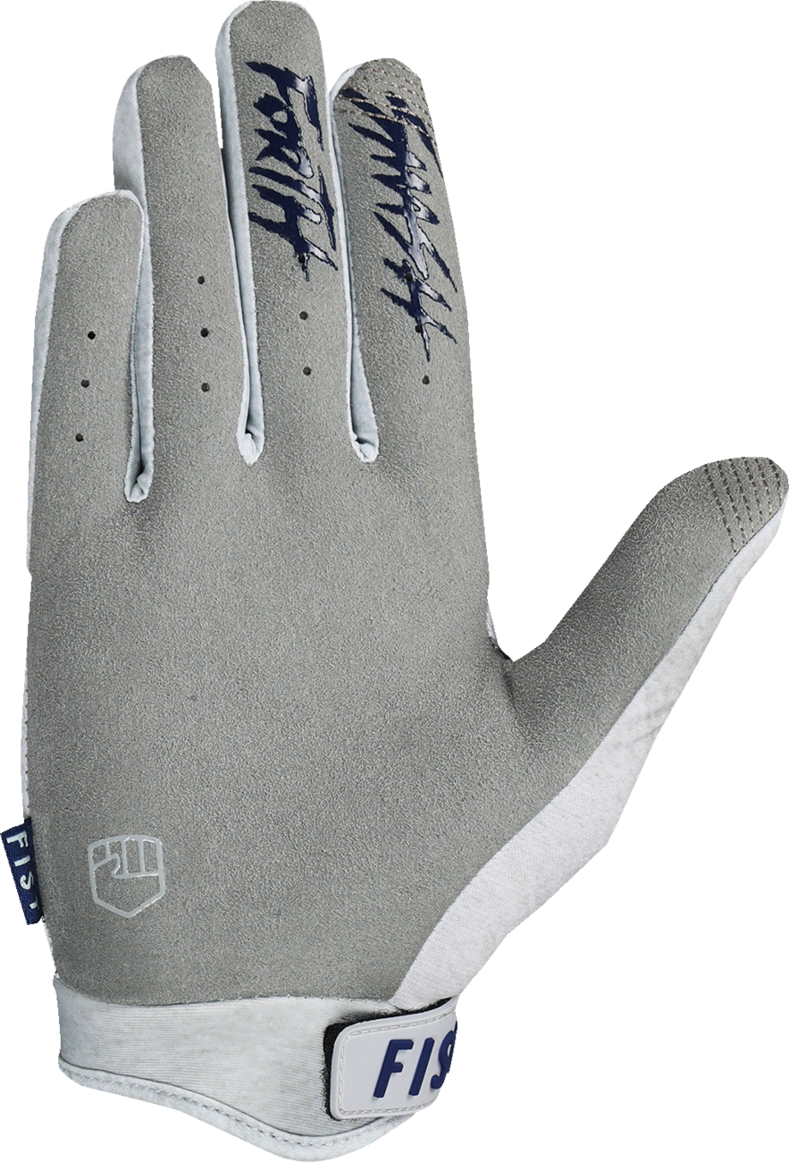 Gray FIST HANDWEAR Strapped Trackie Gloves in large size with adjustable strap and padded palms for workout and training.