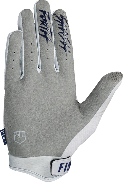 Gray FIST HANDWEAR Strapped Trackie Gloves in large size with adjustable strap and padded palms for workout and training.