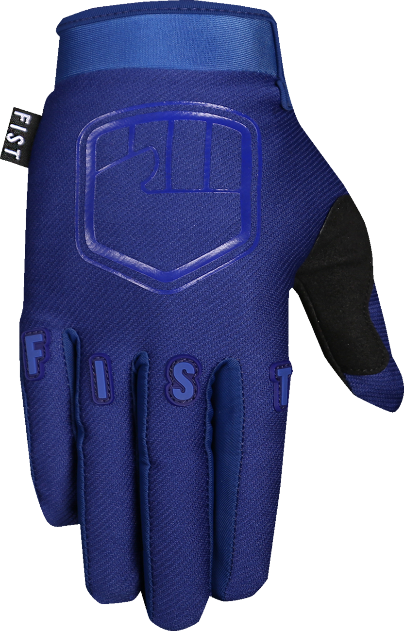 FIST HANDWEAR Youth Strapped Stocker Gloves in blue, small size, with adjustable straps and padded palms for training or weightlifting.