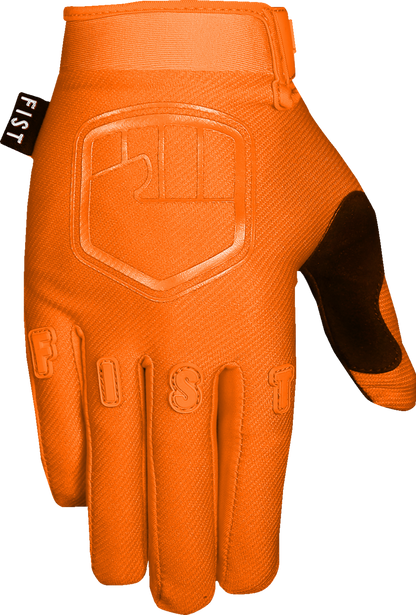 FIST HANDWEAR Youth Strapped Stocker Gloves in large size, orange color, featuring a rugged design for youth sports and training.