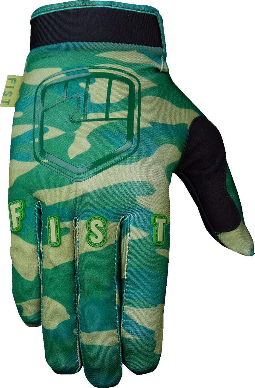 FIST HANDWEAR Lil Fists Strapped Stocker Gloves in camouflage, small size, featuring adjustable straps and durable fabric.