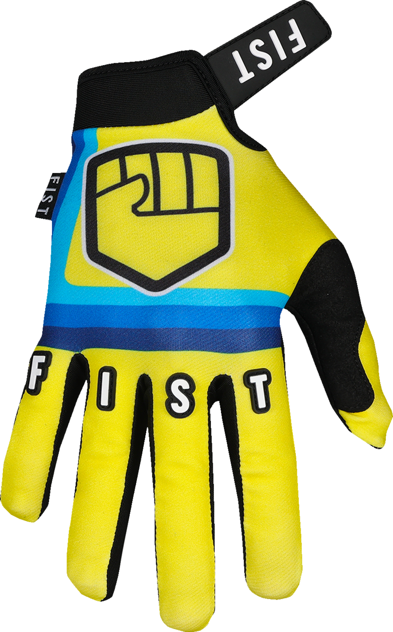 FIST HANDWEAR Strapped 90's Yellow Gloves in 2XL size with adjustable straps and padding, front view.