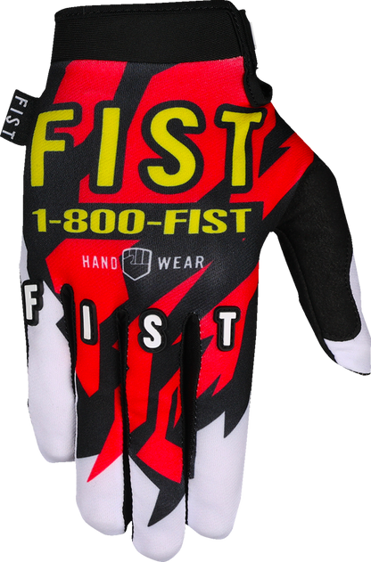Red FIST HANDWEAR Strapped 90's gloves in large size, featuring vintage style and adjustable straps for a secure fit.
