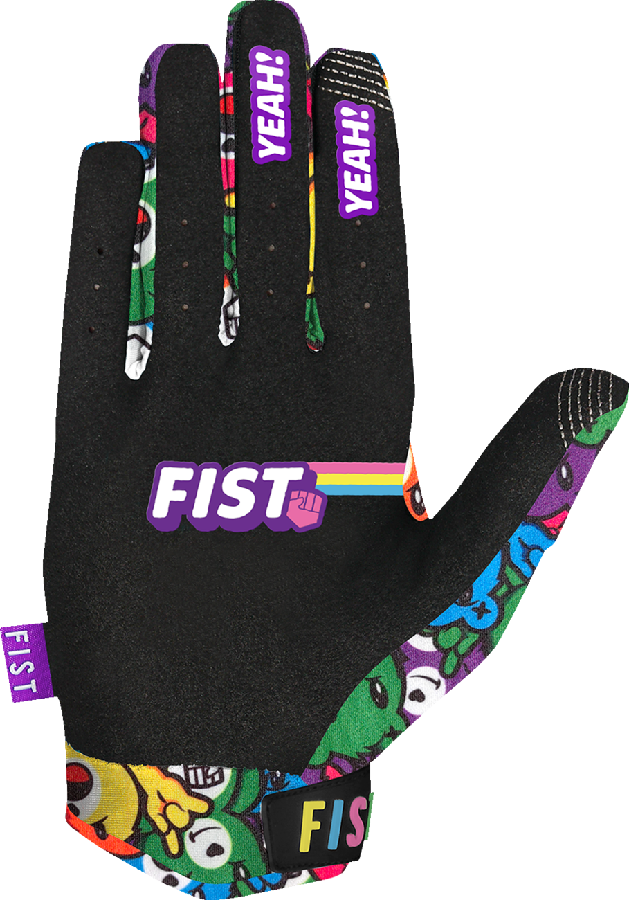 FIST Handwear Yeah Bears gloves in medium, featuring straps for improved grip and comfort, shown in black with bear design.