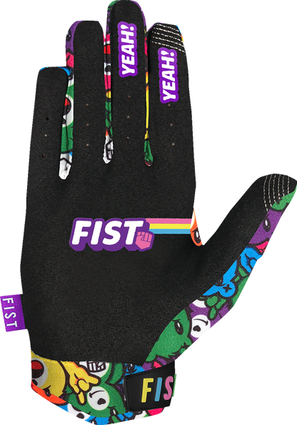 FIST Handwear Yeah Bears gloves in medium, featuring straps for improved grip and comfort, shown in black with bear design.