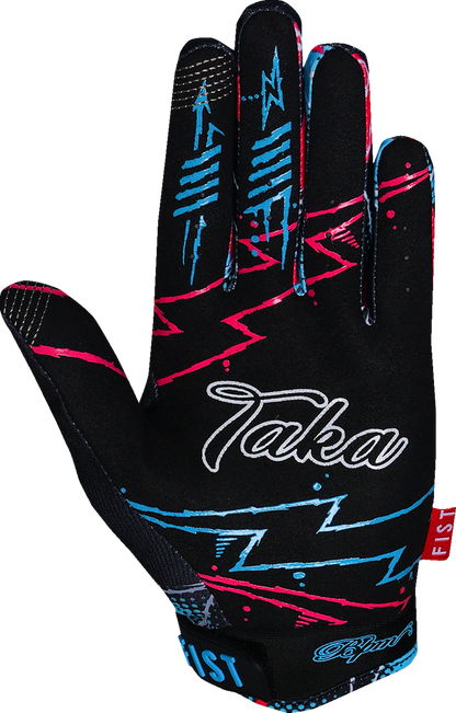 FIST HANDWEAR Strapped Taka Higashino Red Label Strike Gloves in small size, red and black MMA training gloves with straps.