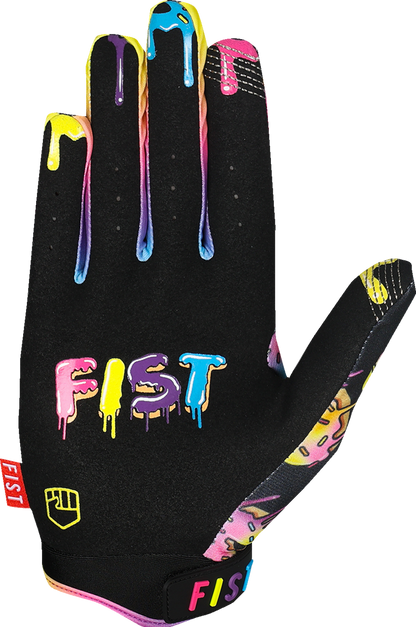 FIST Handwear Youth Strapped Caroline Buchanan Red Label Sprinkle Fades gloves in small size with red and fade design.