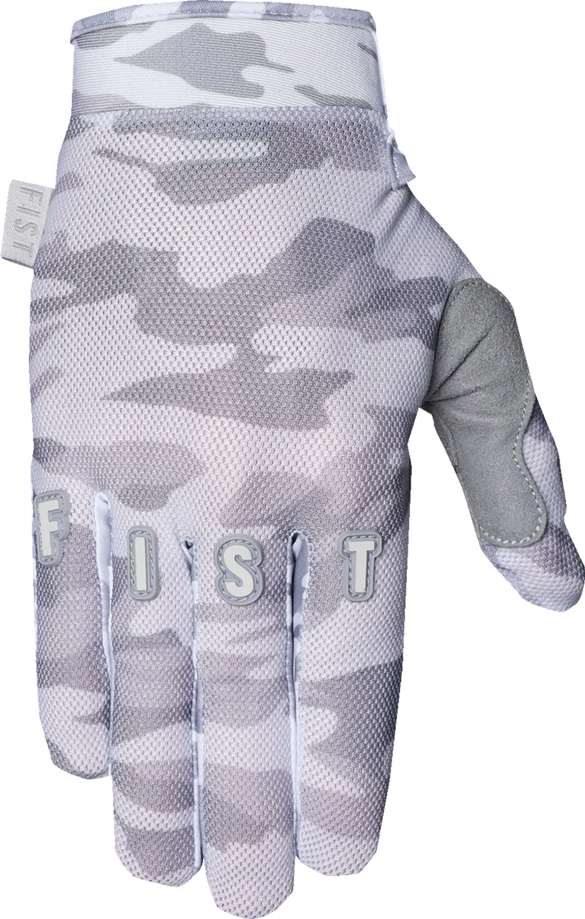 FIST HANDWEAR Breezer snow camo gloves in small size, showing the camouflage design and winter glove features.