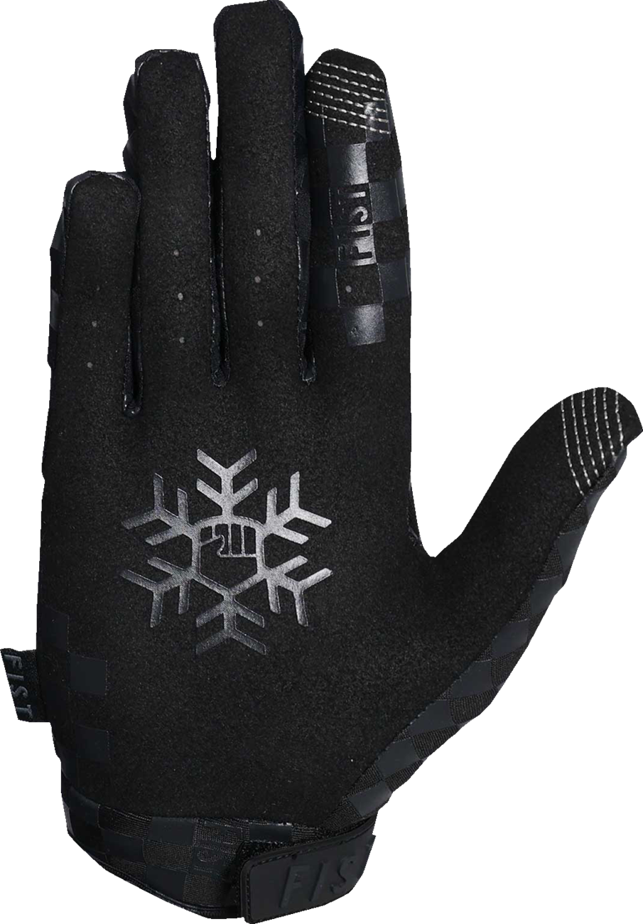 FIST HANDWEAR Chequer Frosty Gloves in black, XS size, showing a close-up of the black and white checkered pattern.