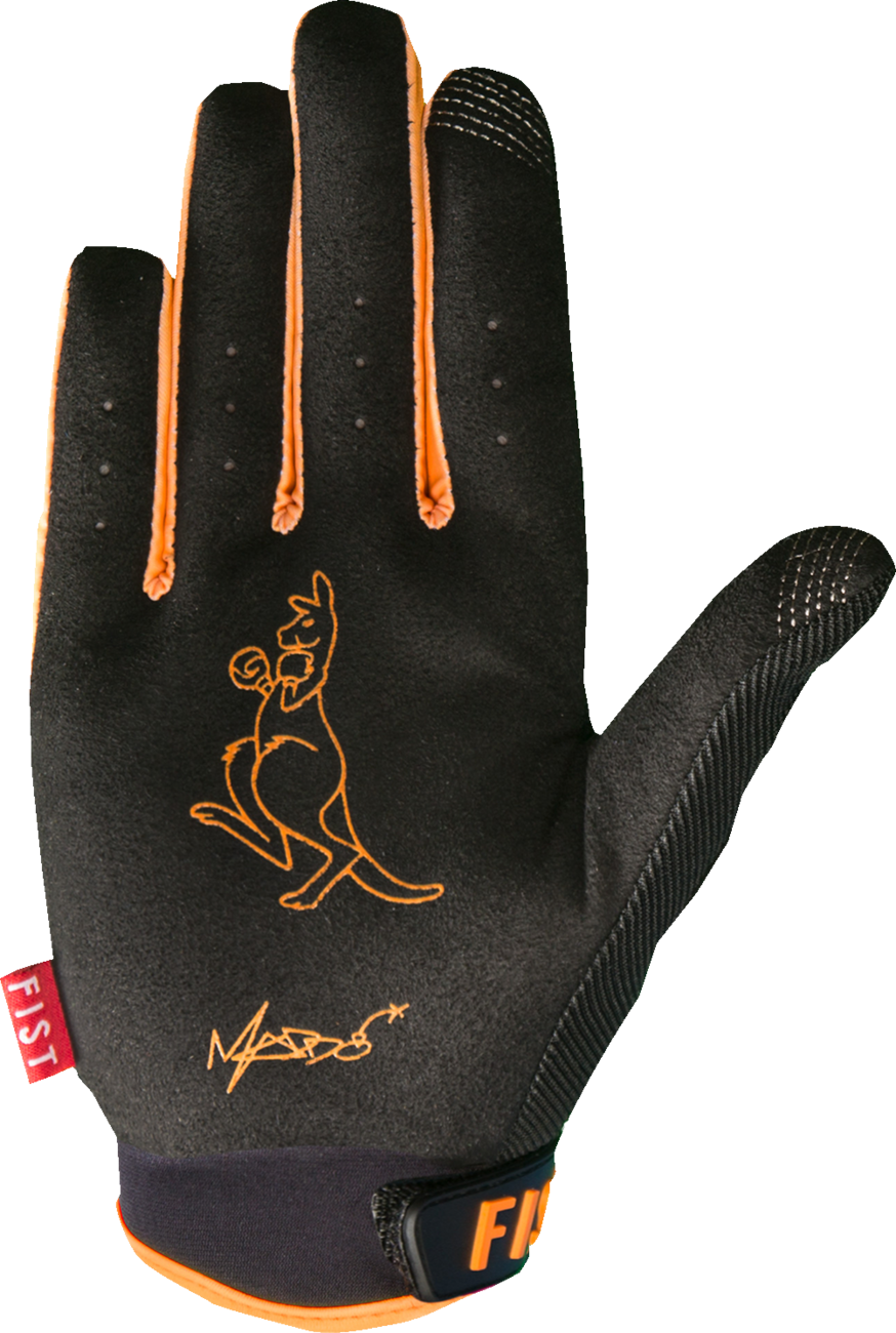 FIST HANDWEAR Strapped Robbie Maddison Red Label High Lighter Gloves for large hands, featuring bright red color and strap details.