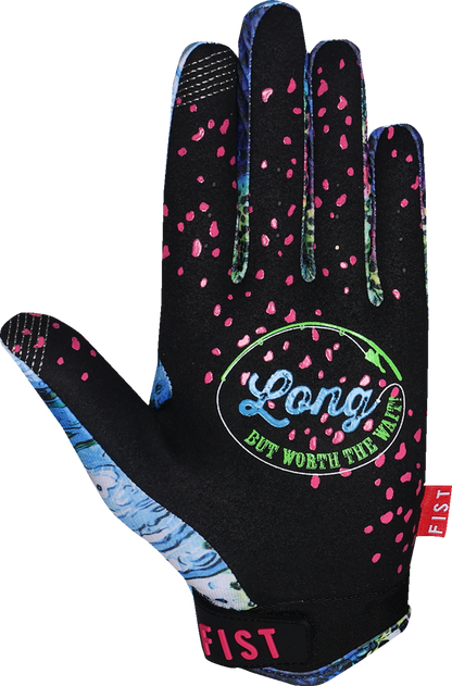 FIST HANDWEAR Lil Fists Strapped Dylan Long Red Label Keep It Reel gloves in small size, featuring red color and strap detail.