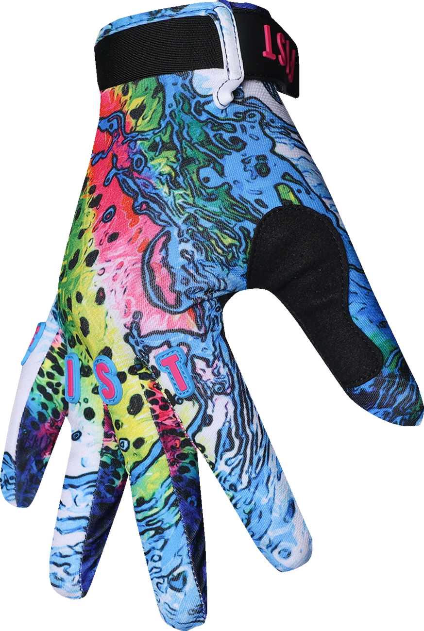 FIST HANDWEAR Lil Fists Strapped Dylan Long Red Label boxing gloves in small size, featuring red and black design with strap closure.