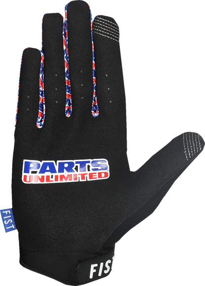 Black FIST HANDWEAR Parts Unlimited gloves in XL size, featuring a rugged design for superior grip and comfort.