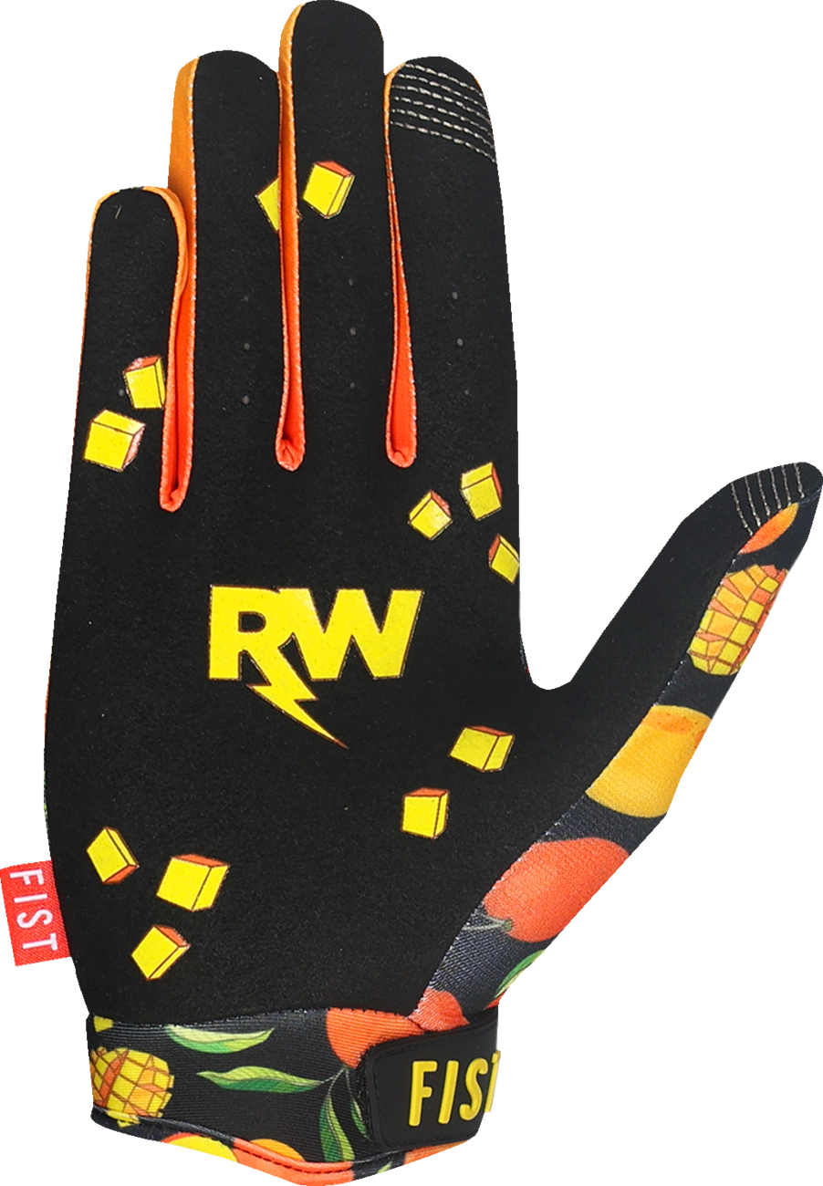FIST Handwear R-Willy Red Label Mango Madness gloves in XS with black straps, designed for comfort and style.