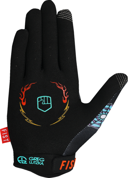 FIST HANDWEAR Strapped Greg Lutzka Red Label Panther Gloves in 2XL with red straps and black palm detailing.