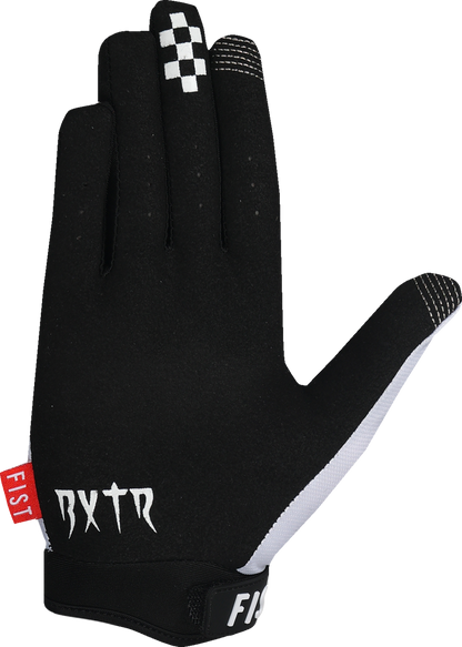 FIST HANDWEAR Strapped Baxter Maiwald Red Label Soaring Eagle gloves in red, size XS, with black straps and eagle design.