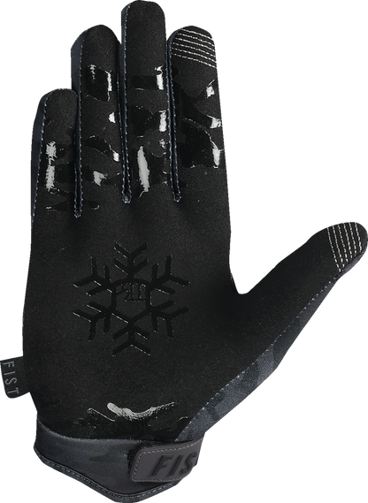 FIST Handwear Frosty Gloves Camo Black XS outdoor wind-resistant gloves with tacky silicone grip for outdoor activities.