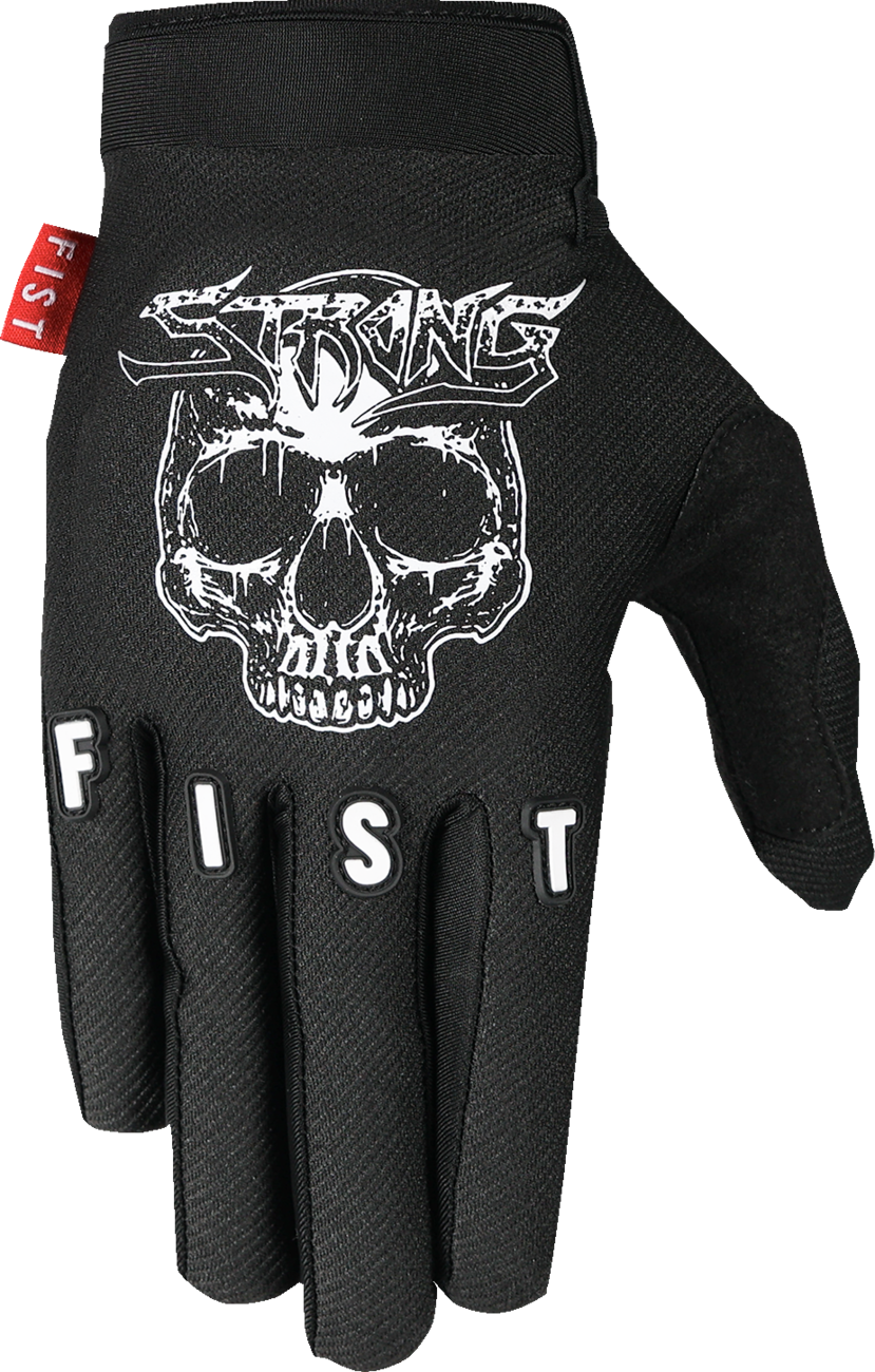 FIST HANDWEAR Strapped Jackson Strong Red Label XL gloves with red straps and durable black leather material.