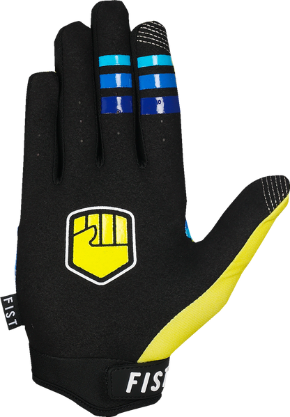 Yellow FIST HANDWEAR Strapped 90's gloves in size XS with adjustable strap and vintage style, shown on a neutral background.