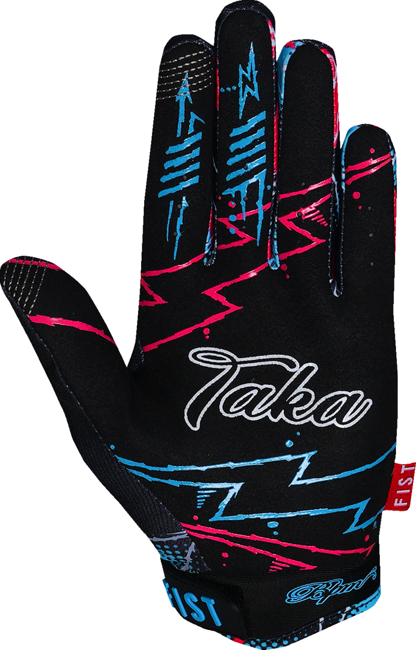 FIST HANDWEAR Strapped Taka Higashino Red Label Strike Gloves in red with strap detail, size XS, shown on a plain background.