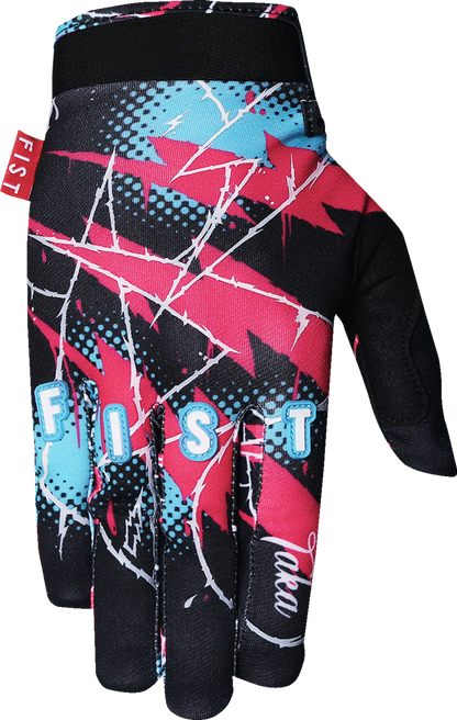 FIST HANDWEAR Youth Strapped Taka Higashino Red Label Strike Gloves in red with black straps, small size, designed for martial arts.