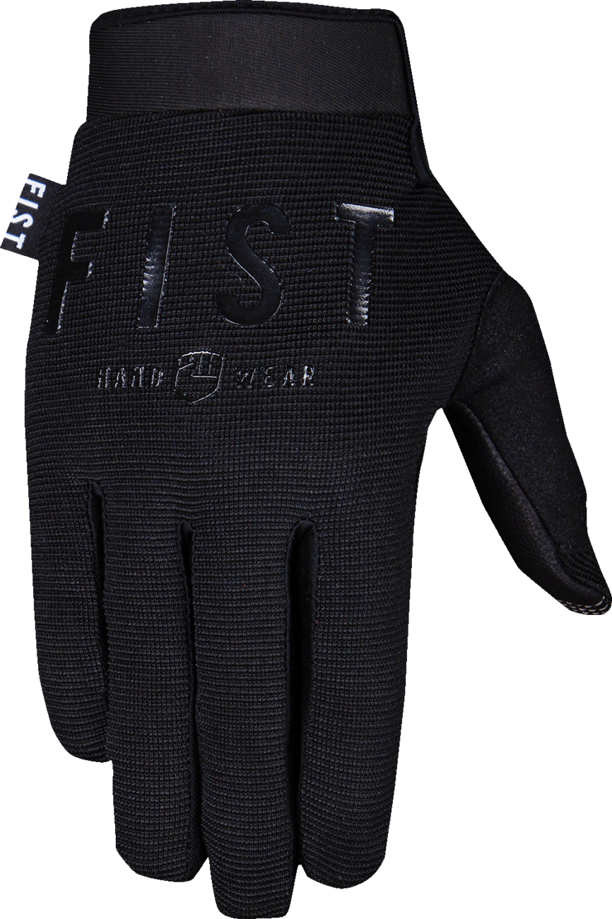 Black FIST HANDWEAR Moto Hybrid Leather Gloves FHB001M in medium size, showing detailed stitching and durable leather construction.