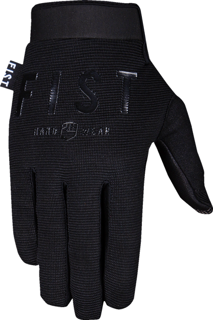 Black FIST HANDWEAR Moto Hybrid Leather Gloves FHB001M in medium size, showing detailed stitching and durable leather construction.