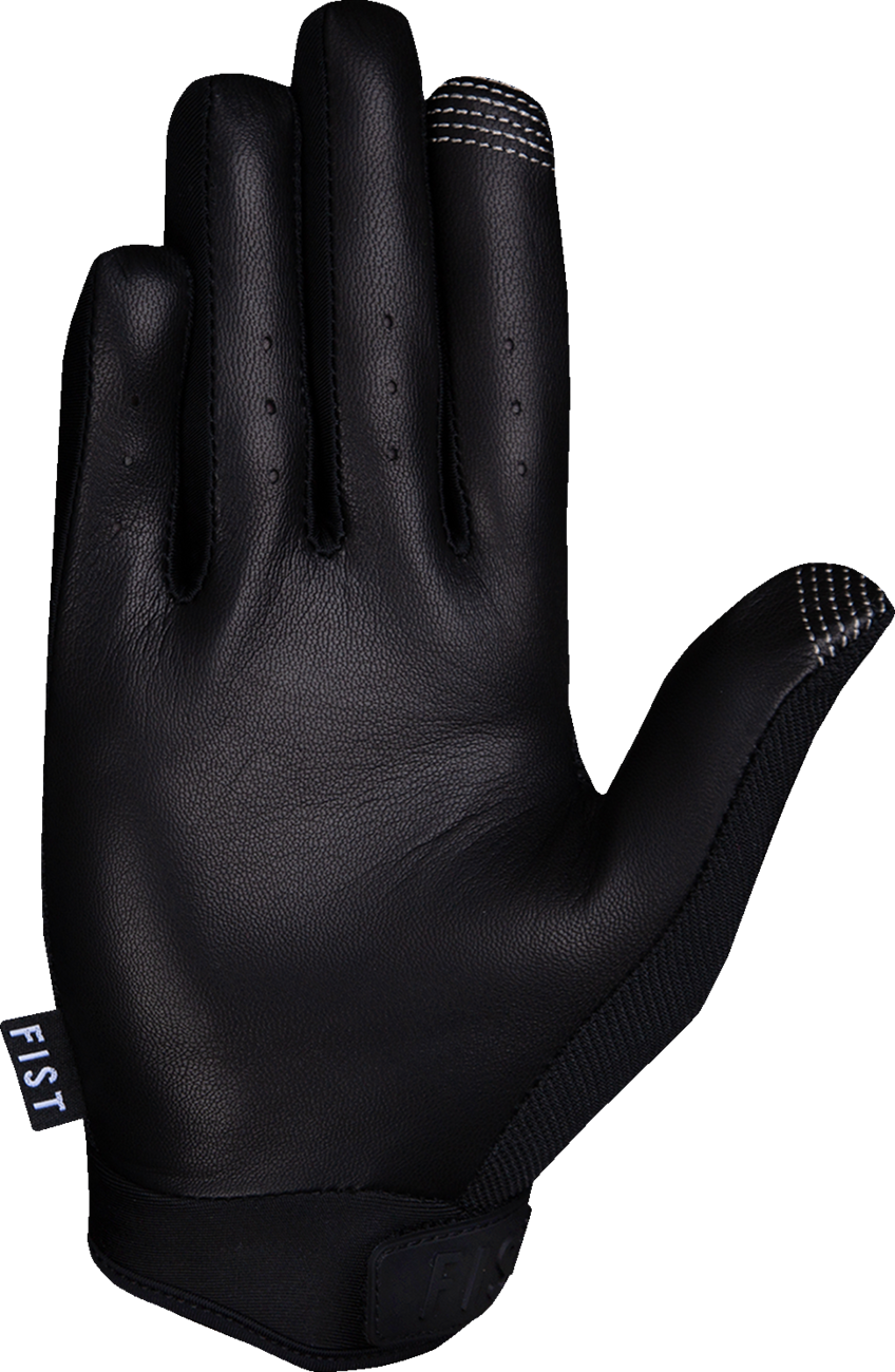 FIST HANDWEAR Moto Hybrid Leather Gloves in black, medium size, featuring durable leather construction and adjustable wrist strap.