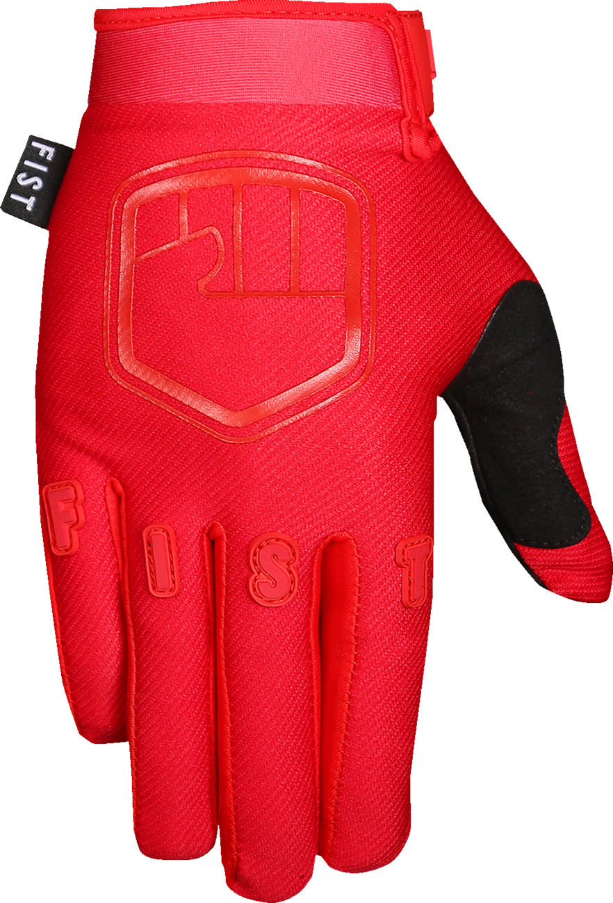 Red FIST HANDWEAR Strapped Stocker Gloves in XL with reinforced straps and padded palms for optimal grip and comfort.